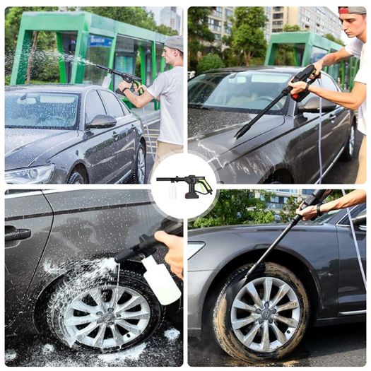 21V Cordless Portable High-Pressure Cleaning Gun Machine, 2.0Ahx2 Battery with Cleaning Brush,6m Hose,for Cleaning Cars,Garden