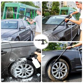 21V Cordless Portable High-Pressure Cleaning Gun Machine, 2.0Ahx2 Battery with Cleaning Brush,6m Hose,for Cleaning Cars,Garden