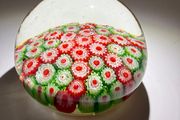 Close Pack Millefiori Paperweight - Red White Green - Complex Canes Possibly Murano