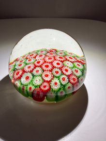 Close Pack Millefiori Paperweight - Red White Green - Complex Canes Possibly Murano