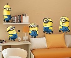 Five Minions Despicable Me Removable Wall Stickers Decal Art Fashonable Home Decor Nursery Kids Room
