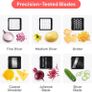 Vegetable Chopper & Mandoline Slicer - Julienne Cutter Dicer Grater for Food Veg Onion Cucumber Tomato Salad Potato Cheese - Kitchen Gadgets & Accessories (Compact 6-in-1, White) Image 4