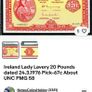Irish 20 pounds banknote 1976 AUNC PMG58 Image 3