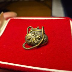 "JJ" Jonette Jewelry Bronze Pewter 'Flower Decorated PURSE' Tack Pin