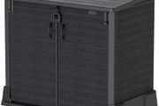 Cedargrain StoreAway 850L Plastic Garden Storage Shed - Outdoor Storage Shed, Wheelie bin box, Durable Construction, Ideal for Tools, BBQs &amp; 2x 120L Garbage Bins, 130x74x110 cm, Dark Grey