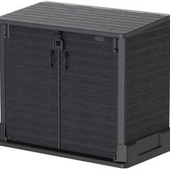 Cedargrain StoreAway 850L Plastic Garden Storage Shed - Outdoor Storage Shed, Wheelie bin box, Durable Construction, Ideal for Tools, BBQs & 2x 120L Garbage Bins, 130x74x110 cm, Dark Grey