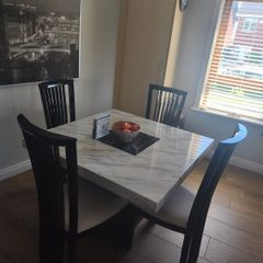 marble effect table and chairs