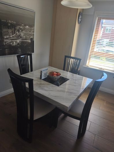 marble effect table and chairs