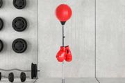 Standing Punching Bag Adjustable Height 126-144 cm with Gloves, Pump and Weighted Base for Children and Beginners - Red