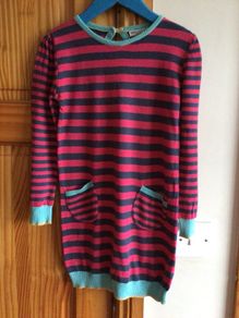 Marks and Spencer Indigo girls multi stripe long sleeve jumper dress age 6/7yrs