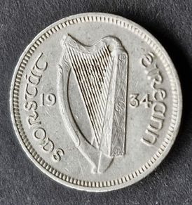 Ireland 1934 3d Three pence coin