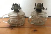 2 Vintage glass oil lamps
