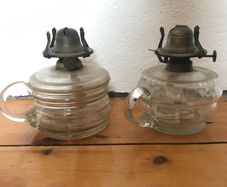 2 Vintage glass oil lamps