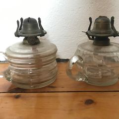 2 Vintage glass oil lamps