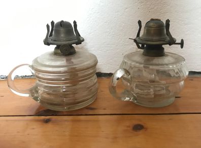 2 Vintage glass oil lamps