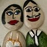 Handmade wedding couple pebble art Image 6