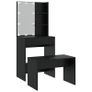 Dressing Table Set with LED Black Engineered Wood Image 4