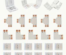 25pcs 2Pin/4 Pin LED Light Strip Connectors Set Including Screw Clips, 8Mm/10Mm 4 Pin LED Connectors, Cuttable T, L Shape PCB Board for SMD 5050 RGB Strip Lights Gapless Connector