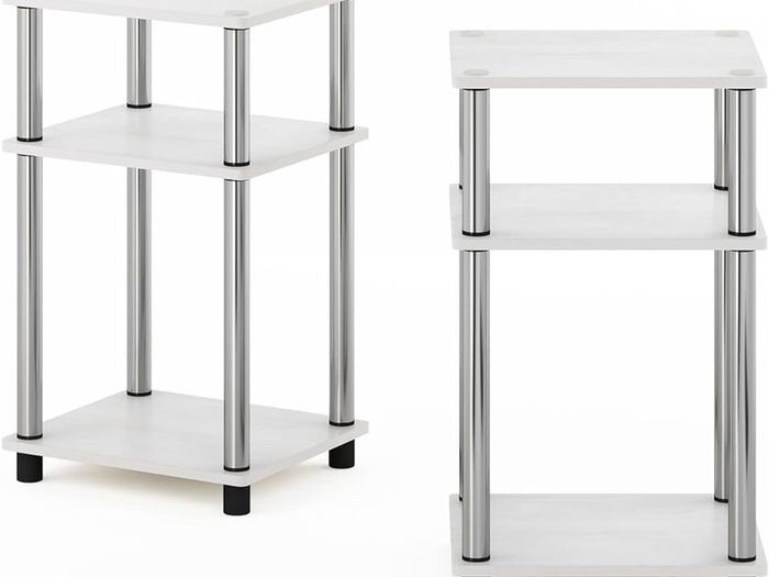 NEW SALE | 3-Tier Turn-N-Tube End Table, Side Table, Nightstand, Americano/Black, 2-Pack