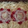 Pair of Newgrange Living glass tealight candle holders in a red flower design Image 2