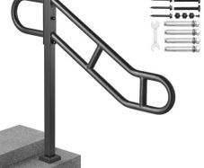 Single Post Handrail for Outdoor 1-3 Step 102.9 cm Stair Handrail Floor Mount