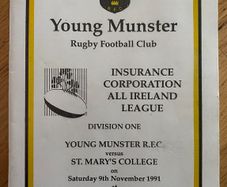 1991 Young Munster v St. Mary's College - AIL Division 1 Rugby Programme