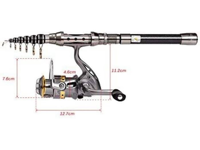 Telescopic Fishing Rod and Reel Combo Full Kit Spinning Fishing Reel Gear Pole Set with 100M Fishing Line,Fishing Lures,Fishing Hooks Jig Head, Fishing Carrier Bag Case MULTIPLE SIZES AVAILABLE, SEE DESCRIPTION (FREE POSTAGE)