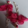 Fuchsia Pink Clip On Tassel Chain Crystal & Pearl Earrings Image 8