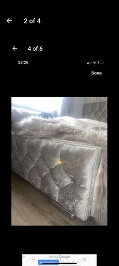 Crushed velvet double bed with studs