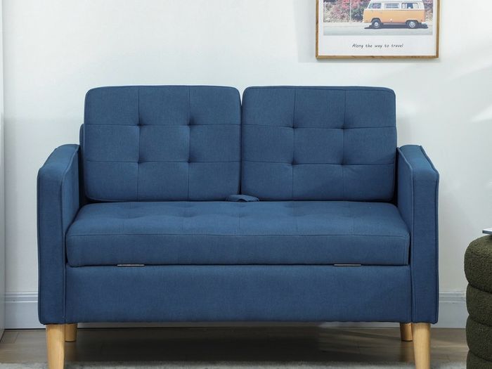 2-Seater Storage Sofa with Button Tufting,