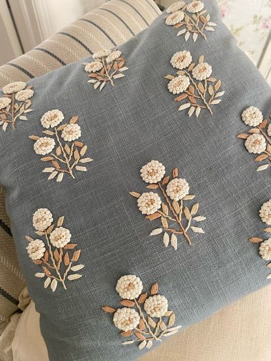 ShabbyChic Cushion with Cushion Cover ..Blue Background