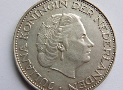 1961 Netherlands Kingdom Queen JULIANA Vintage Silver 2 1/2 Gulden Coin