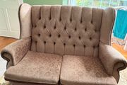 Vintage Style High Back Buttoned 2 Seater Sofa