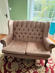 Vintage Style High Back Buttoned 2 Seater Sofa
