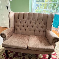 Vintage Style High Back Buttoned 2 Seater Sofa