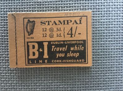 Irish stamps, 1956 definitive booklet.