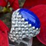 Vintage 1970s Large Lapis Lazuli 18ct White Gold Ring Image 8