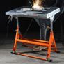 Welding Table 30" x 20", 400lbs Load Capacity Steel Welding Workbench Table on Wheels, Folding Work Bench with Three 1.1" Slot, 3 Tilt Angles, Adjustable Height, Retractable Guide Rails Image 4