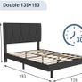 Double Bed Frame Black Upholstered Image 2