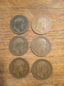 Edward V11 pennies x6 FREEPOST