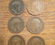 Edward V11 pennies x6 FREEPOST