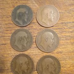 Edward V11 pennies x6 FREEPOST