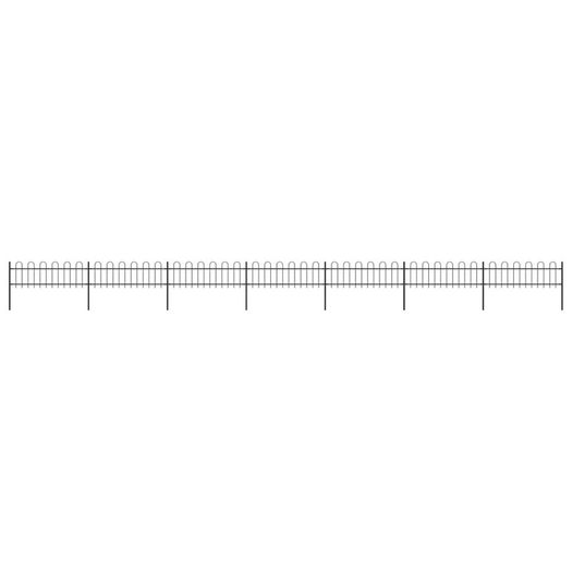 Garden Fence with Hoop Top Steel 11.9x0.6 m Black