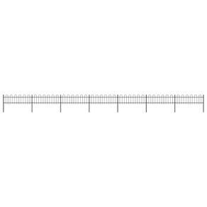 Garden Fence with Hoop Top Steel 11.9x0.6 m Black