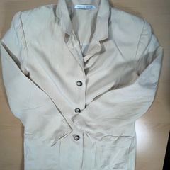 St Michael's Beige Silk\Linen Single Breasted Blazer Womens UK 16 -Shoulder Pads