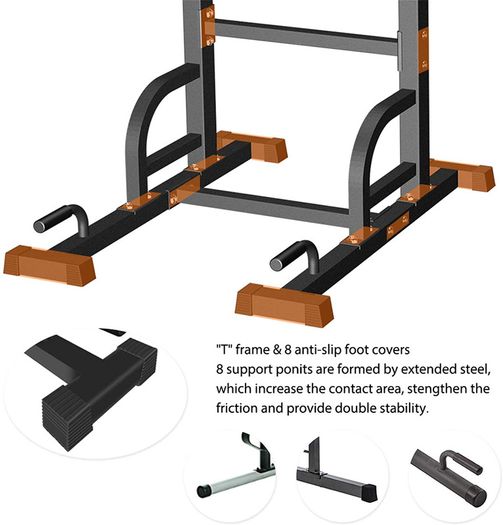_Power Tower Dip Station Pull Up Bar for Home Gym Strength Training Equipment Load capacity up to 200 kg.
