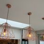 Three Copper Kitchen island pendant lights cage Image 3