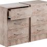 Bedside Table Set with 3 Drawers (Wood Oak Grey Wood White) Image 7