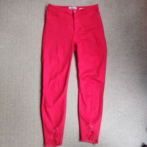 Red high waisted jeans, like new NEW LOOK, Size 10