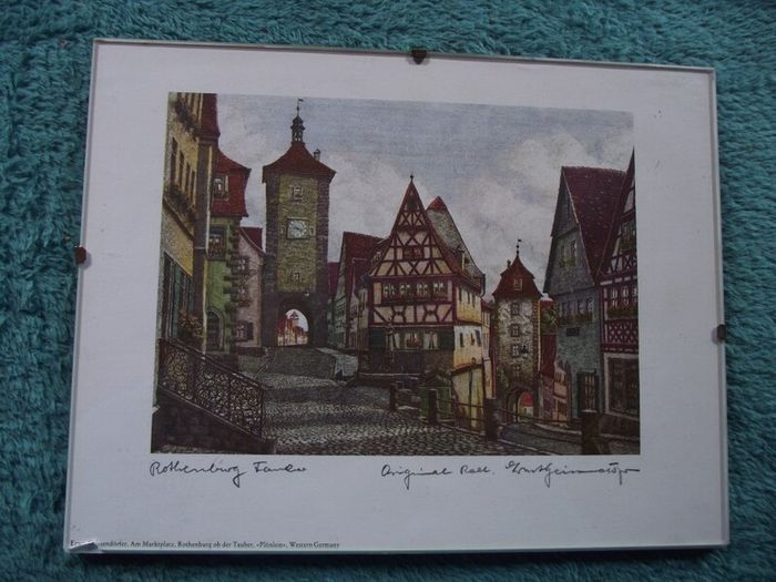 8 X Signed etchings of Rothenburg W. Germany by Ernst Geissendorfer - Circa 1950's